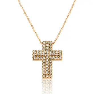 FACADORO Σταυρός Σε Ροζ Χρυσό 14K Με Ζιργκόν ΣΤΑ-000697Ρ