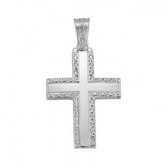 TRIANTOS Σταυρός Σε Λευκό Χρυσό 14K Με Ζιργκόν 1.1.1250W