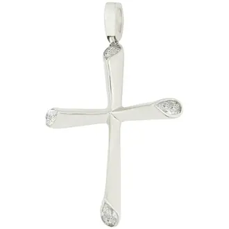 KALOUSTIAN Σταυρός Σε Λευκό Χρυσό 14K Με Πέτρες 5KR.984BCR