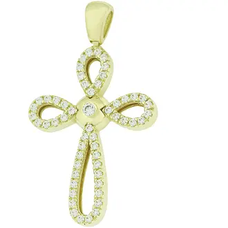 KALOUSTIAN Σταυρός Σε Κίτρινο Χρυσό 14K Με Πέτρες 5KR.989CR