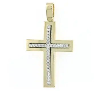 KALOUSTIAN Σταυρός Σε Κίτρινο Χρυσό 14K Με Πέτρες 5ΔΟ.01.467ΣΤ