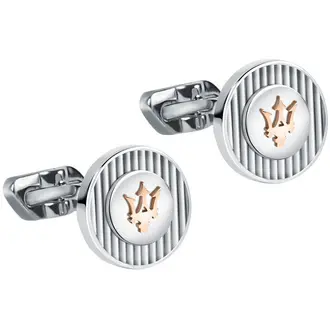 MASERATI Ασημένια Μανικετόκουμπα Από Ανοξείδωτο Ατσάλι Με Λογότυπο JM121ATK14
