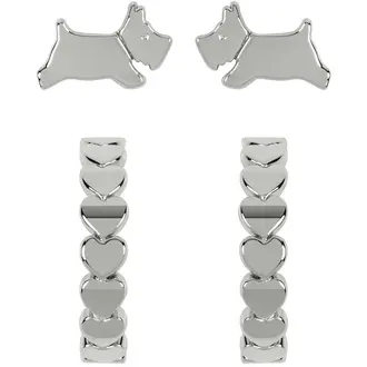 RADLEY LONDON Heart Huggie Twin Pack Ασημένια Σκουλαρίκια Από Ατσάλι RYJ1213S