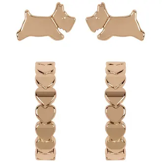 RADLEY LONDON Heart Huggie Twin Pack Ροζ Χρυσά Σκουλαρίκια Από Ατσάλι RYJ1214S