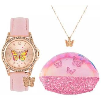TIKKERS Girls Butterfly Pink Strap Stone Set Με Κολιέ Και Τσαντάκι ATK1086