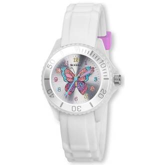TIKKERS Girls Butterfly White Silicone Strap Με Αυτοκόλλητα TK0052
