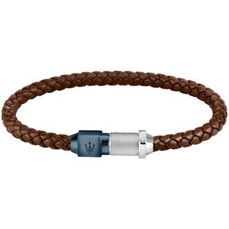 MASERATI Leather Stainless Steel Bracelet JM223AVE15