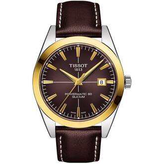 TISSOT Gentleman Powermatic 80 Silicium Solid 18K Gold Bezel T9274074629101