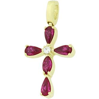 KALOUSTIAN Σταυρός Σε Κίτρινο Χρυσό 14K Με Ζιργκόν 5KR.9402CR