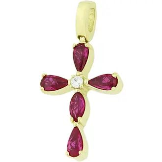 KALOUSTIAN Σταυρός Σε Κίτρινο Χρυσό 14K Με Ζιργκόν 5KR.9402CR