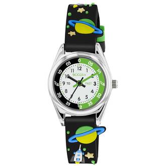 TIKKERS Boys Black Strap Universe Time Teacher Set Με Αυτοκόλλητα ATK0208