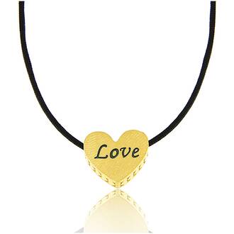 FACADORO Κολιέ Γούρι Επίχρυσο Από Ασήμι 925 GI-024013-LOVE