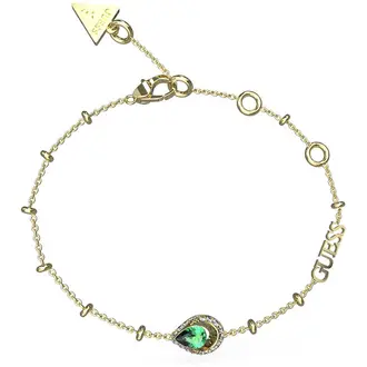 GUESS STEEL Lollipop Χρυσό Βραχιόλι Με Ζιργκόν 21cm JUBB03392JWYGEML