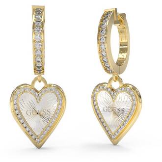 GUESS STEEL Love Me Tender Χρυσά Σκουλαρίκια Με Ζιργκόν JUBE03239JWYGRHT-U