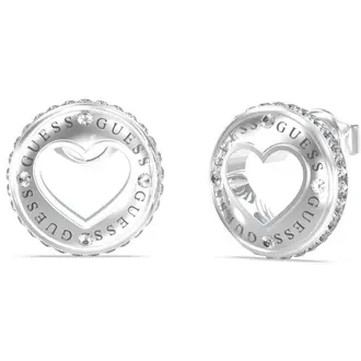 GUESS STEEL Rolling Hearts Ασημένια Σκουλαρίκια Με Ζιργκόν JUBE03341JWRHT-U