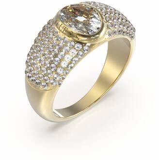 GUESS STEEL Its Raining Rings Χρυσό Δαχτυλίδι Με Ζιργκόν JUBR03181JWYG