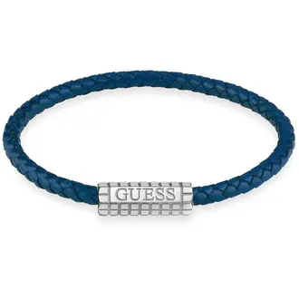 GUESS STEEL Acapulco Βραχιόλι Από Δέρμα Και Ανοξείδωτο Ατσάλι 21cm JUMB02141JWSTJBL