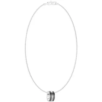 GUESS STEEL Legacy Ασημένιο Κολιέ Με Κρεμαστό 53.34cm JUMN03208JWSTBKT-U