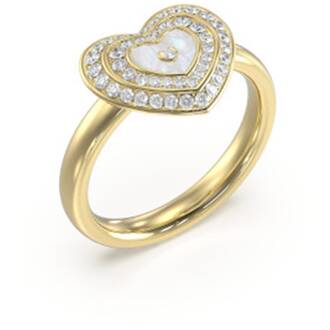 GUESS STEEL Amami Χρυσό Δαχτυλίδι Με Καρδιά Και Ζιργκόν JUBR04029JWΥGWH