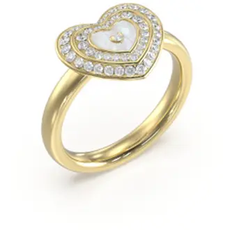 GUESS STEEL Amami Χρυσό Δαχτυλίδι Με Καρδιά Και Ζιργκόν JUBR04029JWΥGWH