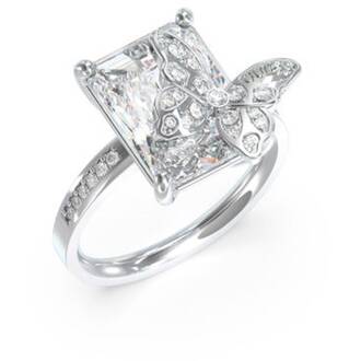 GUESS STEEL Chrysalis Ασημένιο Δαχτυλίδι Με Πεταλούδα Και Ζιργκόν JUBR04100JWRH