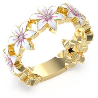 GUESS STEEL White Lotus Χρυσό Δαχτυλίδι Με Λουλούδια Και Ζιργκόν JUBR04132JWYGWH