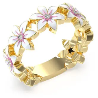 GUESS STEEL White Lotus Χρυσό Δαχτυλίδι Με Λουλούδια Και Ζιργκόν JUBR04132JWYGWH