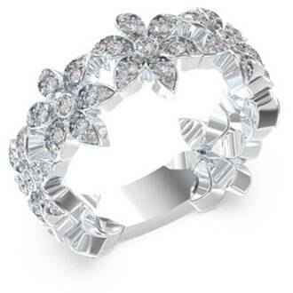 GUESS STEEL White Lotus Ασημένιο Δαχτυλίδι Με Λουλούδια Και Ζιργκόν JUBR04148JWRH