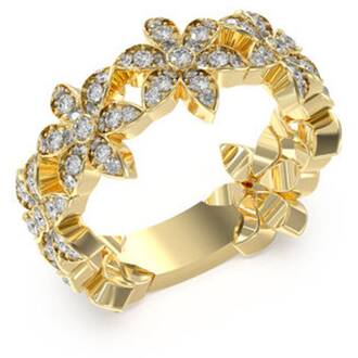 GUESS STEEL White Lotus Χρυσό Δαχτυλίδι Με Λουλούδια Και Ζιργκόν JUBR04148JWYG