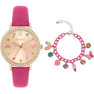 TIKKERS Girls Pink Strap Stone Set ATK1089
