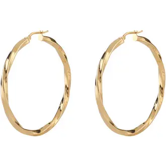 GUESS STEEL Hoops I Did It Again Χρυσά Σκουλαρίκια Κρίκοι 4cm JUBE04184JWYGT-U