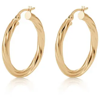 GUESS STEEL Hoops I Did It Again Χρυσά Σκουλαρίκια Κρίκοι 4cm JUBE04187JWYGT-U