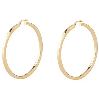 GUESS STEEL Hoops I Did It Again Χρυσά Σκουλαρίκια Κρίκοι 4cm JUBE04199JWYGT-U