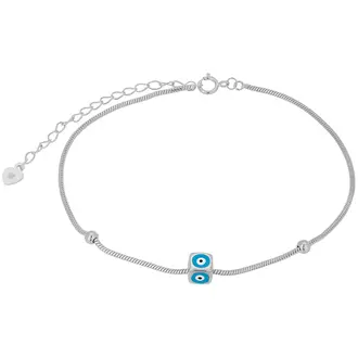 PRINCESILVERO Βραχιόλι Ποδιού Μάτι-Ζάρι Από Ασήμι 925 20cm-25cm 3A-AN112-1Q