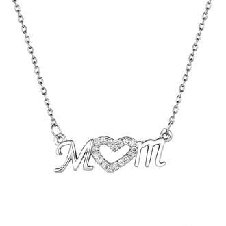 PRINCESILVERO Κολιέ Mom Με Καρδιά Και Πέτρες Από Ασήμι 925 45cm 4A-KD765-1