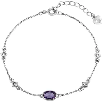 PRINCESILVERO Βραχιόλι Με Πέτρες Από Ασήμι 925 15cm-18cm 4A-SAM106-1