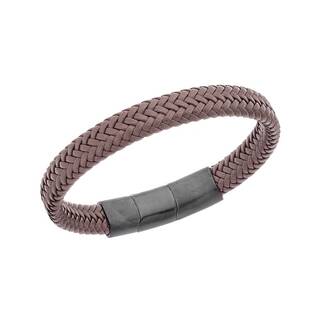 Βραχιόλι Senza Men&#039;s Stainless Steel - Brown Leather Strap
