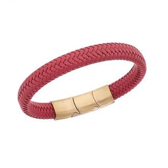 Βραχιόλι Senza Men&#039;s Stainless Steel - Red Leather Strap