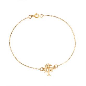 Βραχιόλι Senza Silver 925 Gold Plated, διπλό δελφίνι