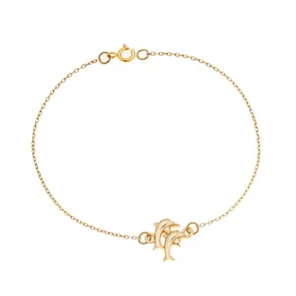 Βραχιόλι Senza Silver 925 Gold Plated, διπλό δελφίνι