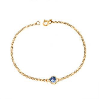 Βραχιόλι Senza Silver 925 Gold Plated, καρδιά με aquamarine ζιργκόν