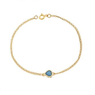 Βραχιόλι Senza Silver 925 Gold Plated, καρδιά με τυρκουάζ ζιργκόν