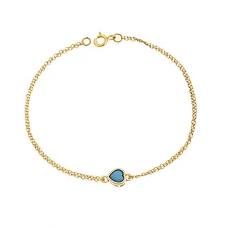 Βραχιόλι Senza Silver 925 Gold Plated, καρδιά με τυρκουάζ ζιργκόν
