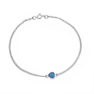 Βραχιόλι Senza Silver 925, καρδιά με τυρκουάζ ζιργκόν
