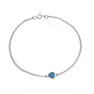 Βραχιόλι Senza Silver 925, καρδιά με τυρκουάζ ζιργκόν