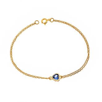 Βραχιόλι Senza Silver 925 Gold Plated, καρδιά με γαλάζιο ζιργκόν