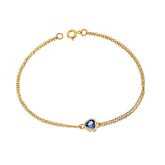 Βραχιόλι Senza Silver 925 Gold Plated, καρδιά με γαλάζιο ζιργκόν