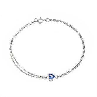 Βραχιόλι Senza Silver 925, καρδιά με γαλάζιο ζιργκόν