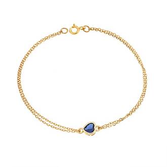 Βραχιόλι Senza Silver 925 Gold Plated, καρδιά με μπλε ζιργκόν