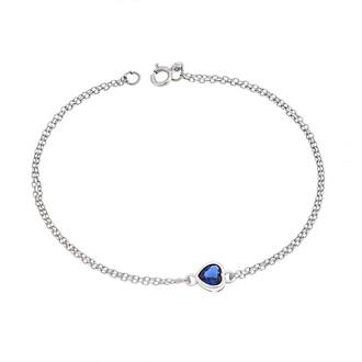 Βραχιόλι Senza Silver 925, καρδιά με μπλε ζιργκόν